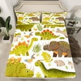 thumbnail image 2 of Feelyou Cute Green Dinosaur Bed Sheets, Jungle Leaves Botanical King Sheets, Kawaii Cartoon Animal Sheet Set, Ultra Soft Bedroom Decor, 4-Piece, 2 of 7
