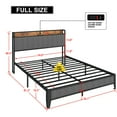 thumbnail image 3 of Full Size Bed Frame,Metal Platform Full Bed Frame with Grey Upholstered Headboard and Charging Station,Storage Headboard,No Box Spring Needed,81.2"x56.1"x40.5",Light Gray, 3 of 8