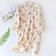 thumbnail image 3 of Minnieouse Albornoz con estampado de melocotón para mujer, Kimono de estilo japonés, camisón de crepé de algodón, ropa de dormir holgada Pijama Beige METRO, 3 of 6