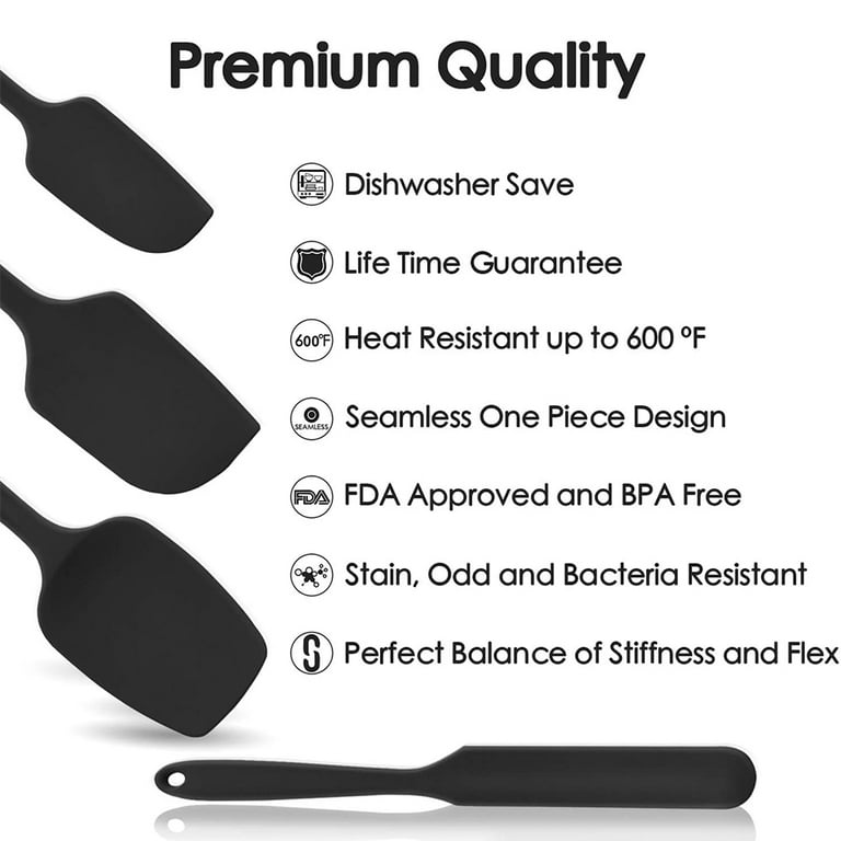Cooptop Silicone Spatula Set - Rubber Spatula - 600°F Heat Resistant Baking  Spoon & Spatulas(Dark Grey)