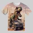 thumbnail image 2 of Glisme Toddler Boys Lightweight T-Shirt Cartoon Dinosaur Print Short Sleeve Crew Neck Fall Soft Boys Tees Size 3-4 Years, 2 of 5