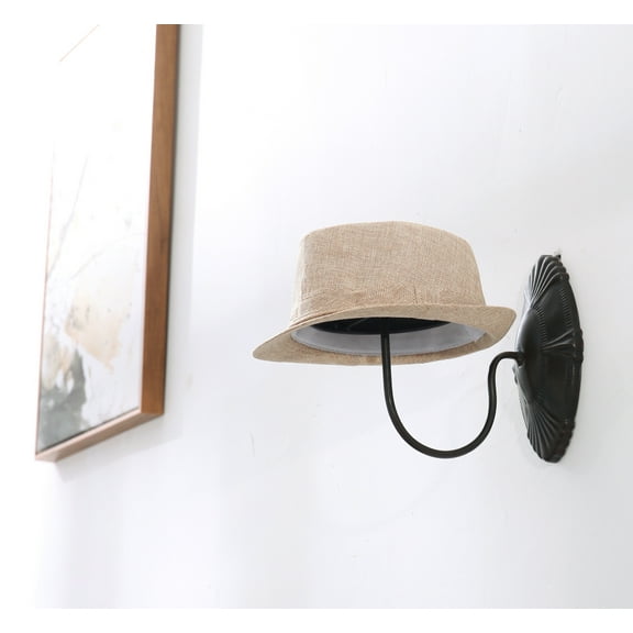 Owlgift Decorative Black Metal Vintage Style Wall Mounted Entryway Hat Cap Rack Wig Rack Hanger Display