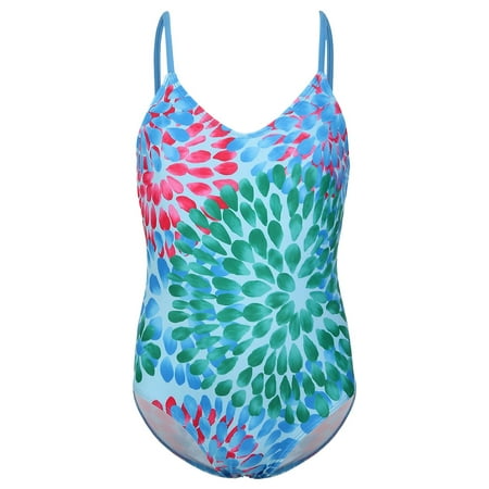 Girls Swimsuits Cute One Piece Bathing Suit Surf Daisy Sport Summer Beach Girls  Swimwear Swim Suit Green Size 11-12 Years