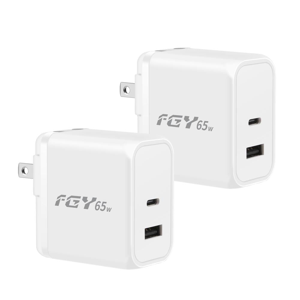 FGY 2PCS 65W Fast Charger Wall Charger Adapter 2 Port TYPEC & USBA