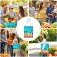 thumbnail image 4 of Reusable Canvas Tote Bag – Tropical Palm Tree Sunset Print – Vibrant Neon Aesthetic Beach Bag – Hawaiian Ocean Sunset Eco Tote – Boho Minimalist Summer Bag for Women, 4 of 7