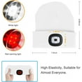thumbnail image 3 of Morttic Unisex Beanie Hat with Light, USB Rechargeable Winter Knit Lighted Headlight Headlamp Cap Flashlight Hat with 3 Brightness Levels Lighting and Flashing Alarm,Gifts for Men Women (White), 3 of 15