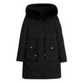 thumbnail image 4 of AOOCHASLIY Black and Friday Women Coat Christmas Gift Women's Winter Casual Loose Fashion Color Pocket Zippered Tops Reversible Long Cotton Coat, 4 of 5