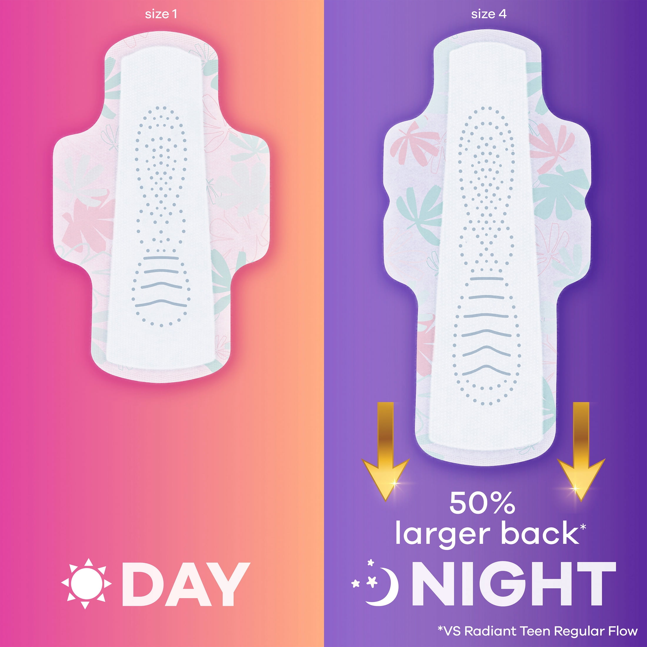 (2 pack) Always Radiant Teen Pads with Wings, Overnight, 18 Count