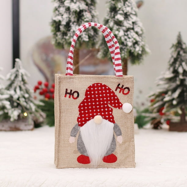 Christmas Supplies Linen Patchwork Faceless Doll Tote Bag Candy Gift Bags Children's Holiday Gifts
