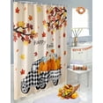 thumbnail image 4 of Fall Shower Curtain Harvest Pumpkin Truck Bathroom Curtains with Hooks, Waterproof Fabric Gradient Happy Fall Maple Leaves Thanksgiving Bath Shower Curtains Set for Bathroom Bathtubs 72x84 Inch, 4 of 7