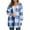 Blue, variant on Jacket Women Autumn Winter Casual Fashion Hooded Plaid Jackets Trench Coat Women Blue L