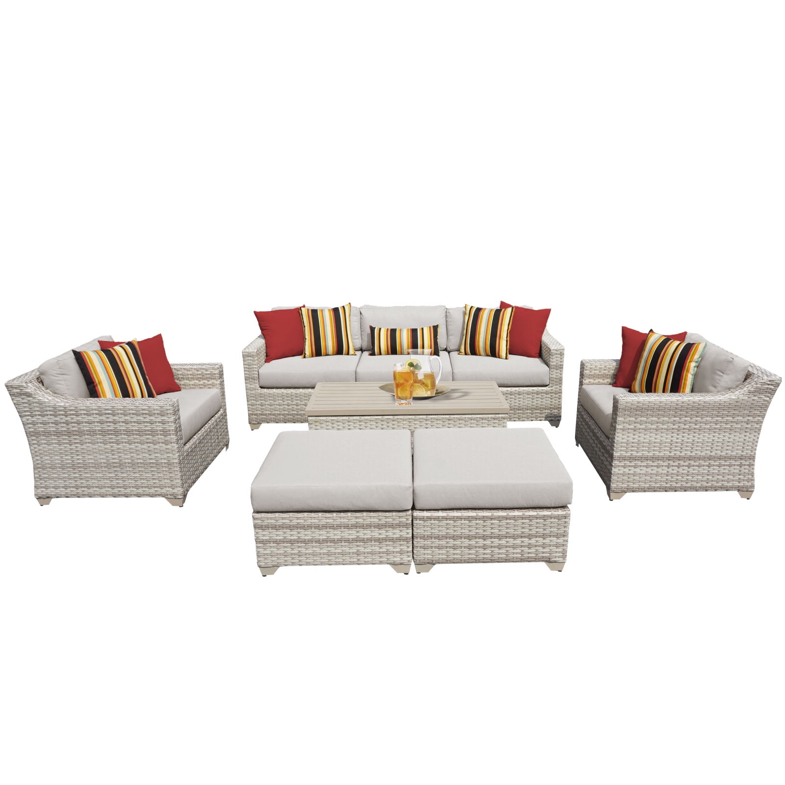 New Haven 8 Piece Outdoor Wicker Patio Furniture Set 08c