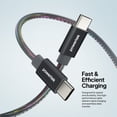 thumbnail image 3 of Powertek USB-C to USB-C (Type-C) Metallic Shine Pastel Fast Charging Cable, 60W, 6 ft, Black, 3 of 6