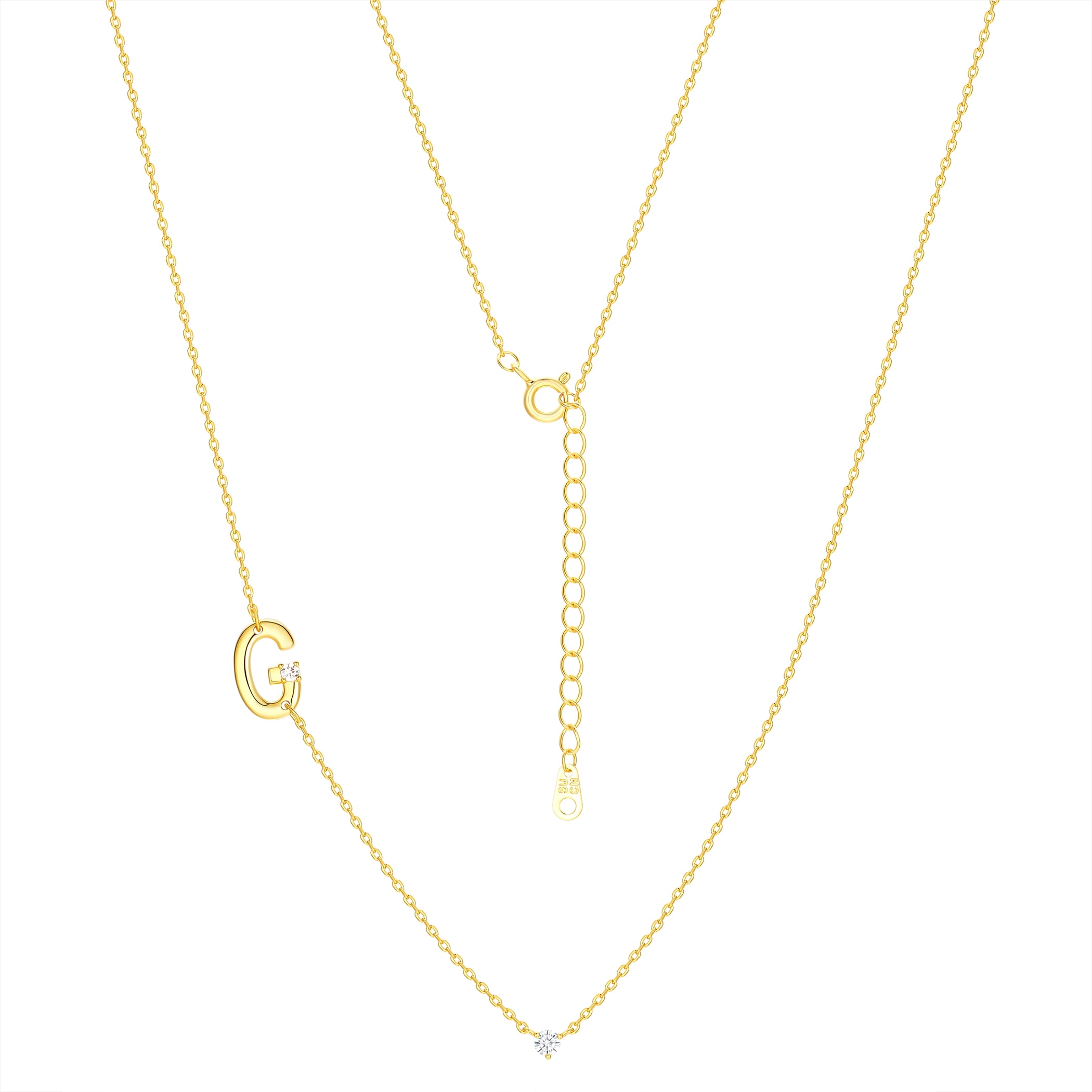 Believe by Brilliance G Triple Chain Initial Necklace Set in 14KT Gold Flash Plated Brass