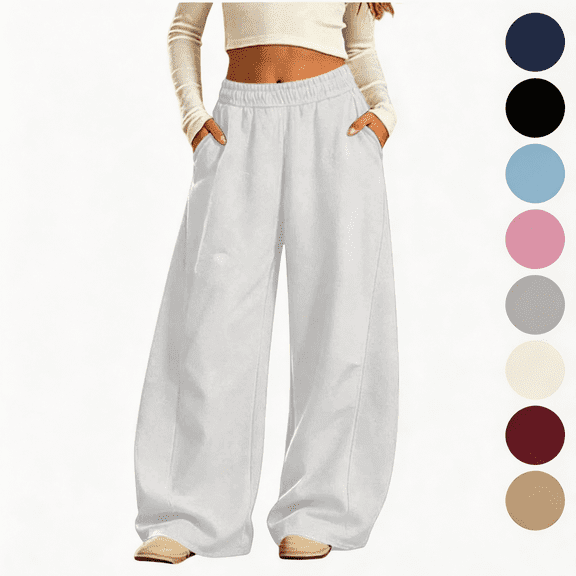 Nugftut Girls Sweatpants Size 5 Casual Wide Leg Relaxed Elastic Waist Athletic Pants with Pockets