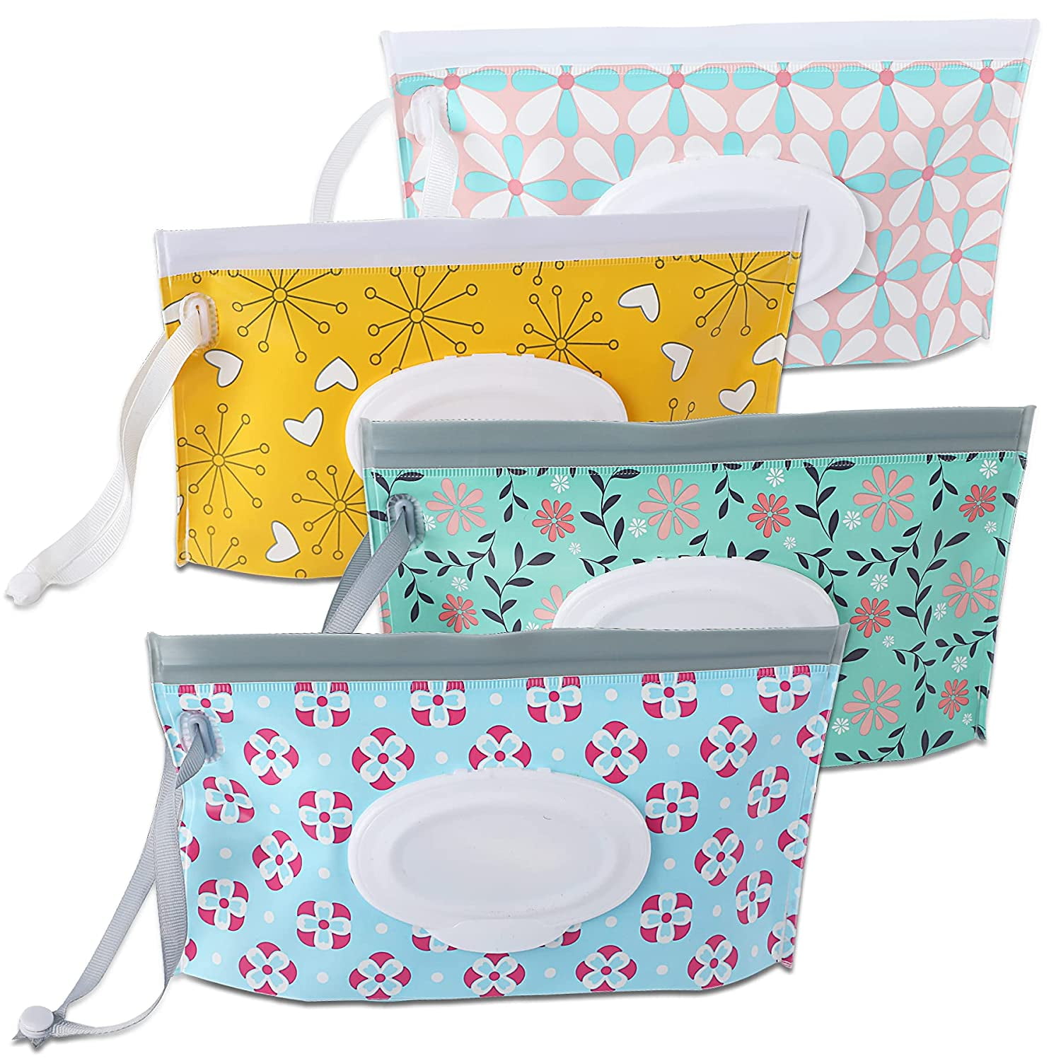 3 Pack Baby Wipes Dispenser Portable Wet Wipe Dispenser Bag Reusable Travel Baby Wipes Container Refillable Wet Wipe Carrying Case Holder for Diaper Bag Lightweight Travel Wipes Dispenser Cases 4PC 