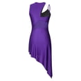 thumbnail image 5 of iiniim Women Lyrical Dance Dress One Shoulder Split Asymmetrical Modern Contemporary Ballroom Latin Dancewear Purple M, 5 of 7
