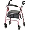 NOVA Medical Products GetGo Classic Rollator Walker, Rolling Walker for Height 5’4 - 6 inch, Seat Height is 22.25 inch, Classic Standard, Pink