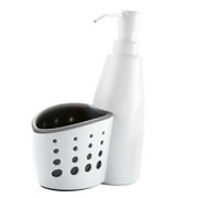 Distributeur de savon vide 300 ml Distributeur de savon à vaisselle avec porte-éponge, distributeur de savon liquide de cuisine Distributeur de pompe pour évier de cuisine 165 x 75 x 210 mm