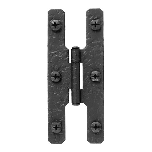 Acorn RH7BQ 7" Rough Iron Flush H Door Hinges - Black