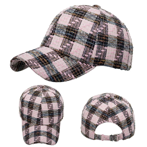 MSJUHEG Baseball Caps,Sun Hats for Women,Running Hat,Golf Hat,Trucker Hat,Women Men Sport Plaid Print Breathable Beach Baseball Cap Hip Hop Hat Sun Hat Pink One Size