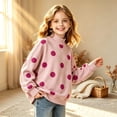 thumbnail image 2 of WhouRiu Girls Casual Neck Sweatshirts Fall Cozy Polka Dot Print Pullover Sweatshirt 2-15 Years, 2 of 6