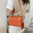 thumbnail image 4 of New artificial leather fashion shoulder bag, rhombic slung small square bag - orange-red, 4 of 6