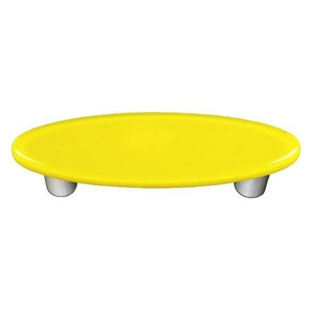 - Hot Knobs HK1010-POA Canary Yellow Oval Glass Cabinet Pull - Aluminum Post