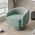 thumbnail image 2 of SUNVIVI Swivel Barrel Chair, Comfy Accent Chair with 360-Degree Base, Green Velvet Upholstered Chair, Modern Round Club Chair for Living Room, Bedroom, Office, 2 of 7