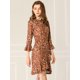 thumbnail image 2 of INSPIRE CHIC Vestido De Patinadora Leopardo Dobladillo Asimétrico 3/4 Mangas De Campana Para Mujer Marrón XS, 2 of 6