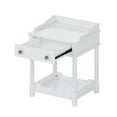 thumbnail image 6 of Retro Style Nightstand with Drawer and Open Shelf for Bedroom, Bedside Table with Turned Legs and Metal Handle,White, 6 of 9