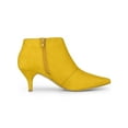 thumbnail image 3 of BLISSFUL STEP Women's Ankle Boots Solid Color Pointed Toe Kitten Heel Yellow 8.5, 3 of 7