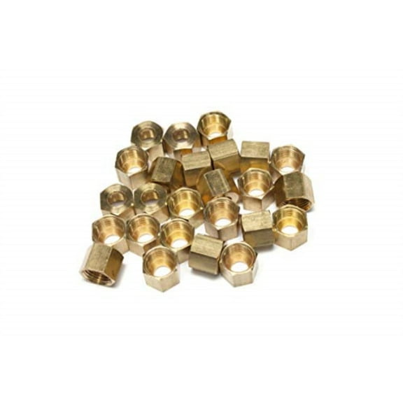 LTWFITTING 1/4" Brass Compression Nut,Brass Compression Fitting(Pack of 25)