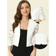 thumbnail image 2 of DARING DIVA Women's Lace Panel Crop Bolero Shrug Dress for Work Office M White, 2 of 7