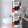thumbnail image 3 of Black Red Geometric Window Privacy Film, Red White Abstract Art Modern Static Cling UV Sun Blocking Heat Control Window Tint Day and Night, Non-Adhesive One Way Windows Privacy Cover 17.7''x78.7'', 3 of 7