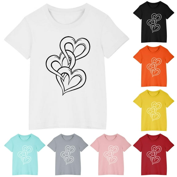 Ahuyic Summer Toddler Girls Short Sleeve Tshirt,Girls Casual Blouse And Tank Tops,Fashionable And Cute Printed Casual Short Sleeved Cotton Top For Boys And Girls