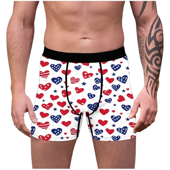 Vetsdori Valentines Underwear for Men Soft Cozy Trunks Casual Elastic Waist Boxers Trendy Heart Print Mens Boxer Briefs Gift for Men