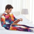thumbnail image 6 of Salouo Watercolor Butterfly Guinea Pig Print Button-Front Long Sleeve Pajama Set for Men, Soft 2Pjs Men's Long Sleeve Sleepwear-XX-Large, 6 of 7