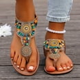 thumbnail image 2 of Boho Sandals for Women Flat Heel Open Toe Casual Flip-Flops Slides Thong Women Fashionable Casual Solid Color Versatile Thick Heel Sandals Outerwear, 2 of 5