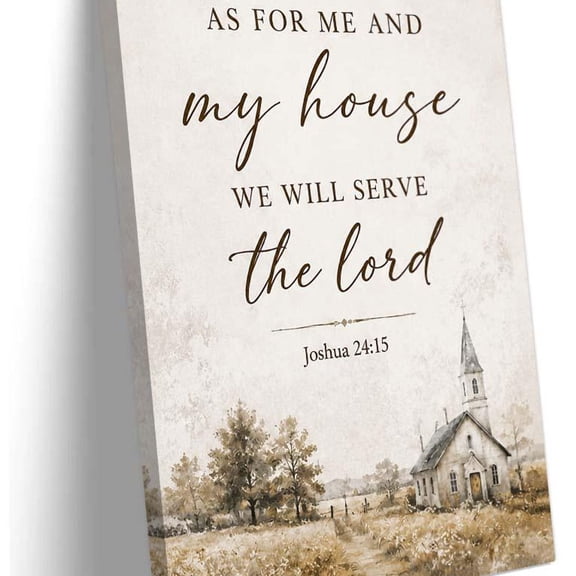 As For Me And My House We Will Serve The Lord Wall Art, Scripture Canvas Print, Christian Home Decor