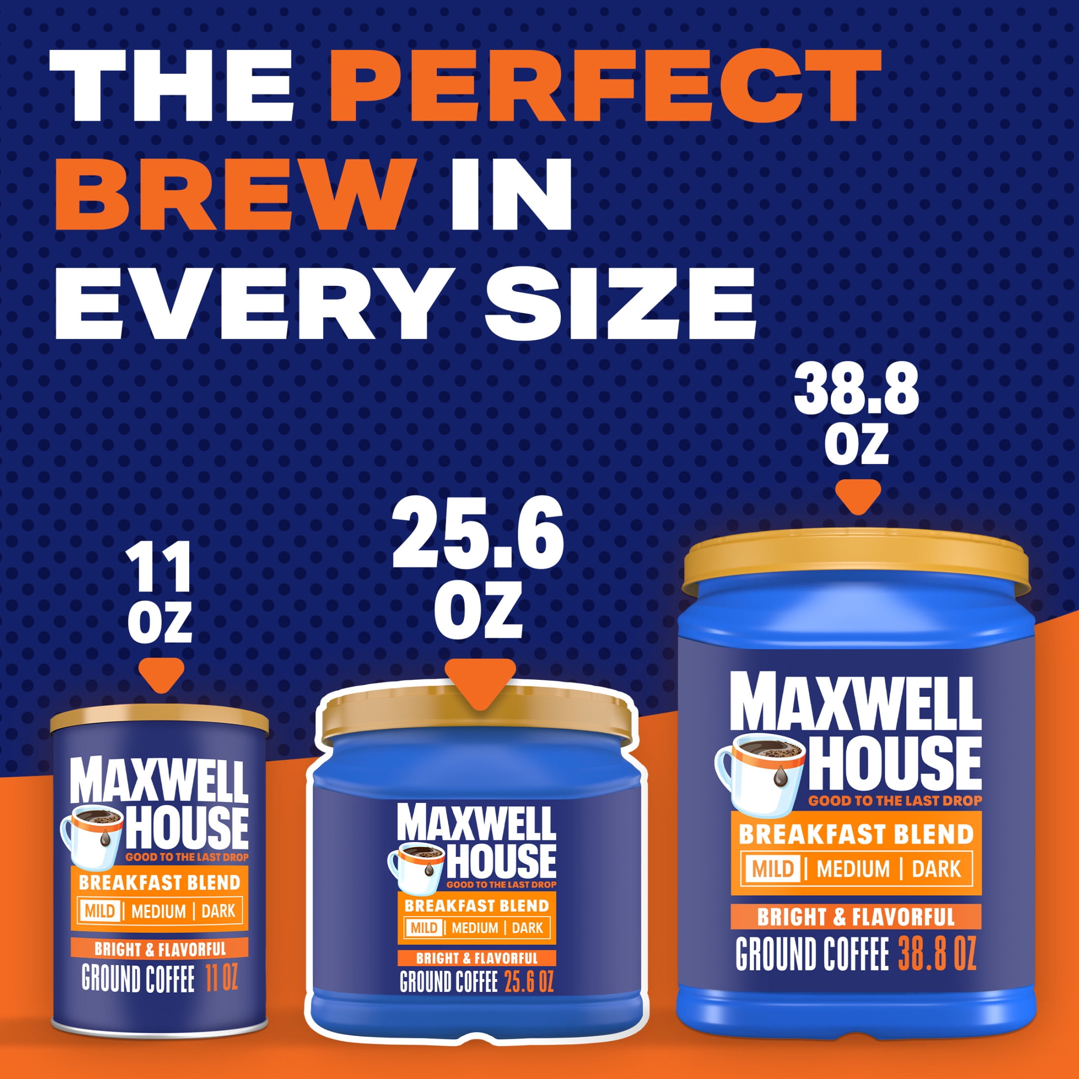 (6 pack) Maxwell House Light Roast Breakfast Blend Ground Coffee (25.6 oz Canisters, Pack of 6)