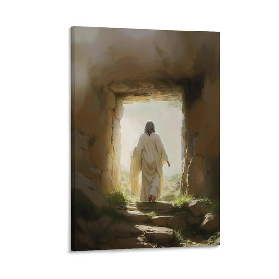 Jesus Christ Wall Art Jesus Resurrection Print Empty Tomb Art Jesus Leaving The Tomb Poster Picture Print Wall Art Poster Painting Canvas Posters Artworks Gift Room Aesthetic 16x24inch(40x60cm)