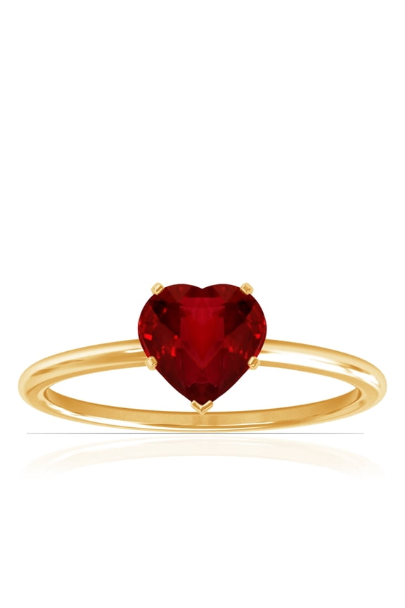 July Birthstone - Dainty Heart Shape Four Prong Ruby Solitaire Ring (Grade - AAAA | 0.60cts.)