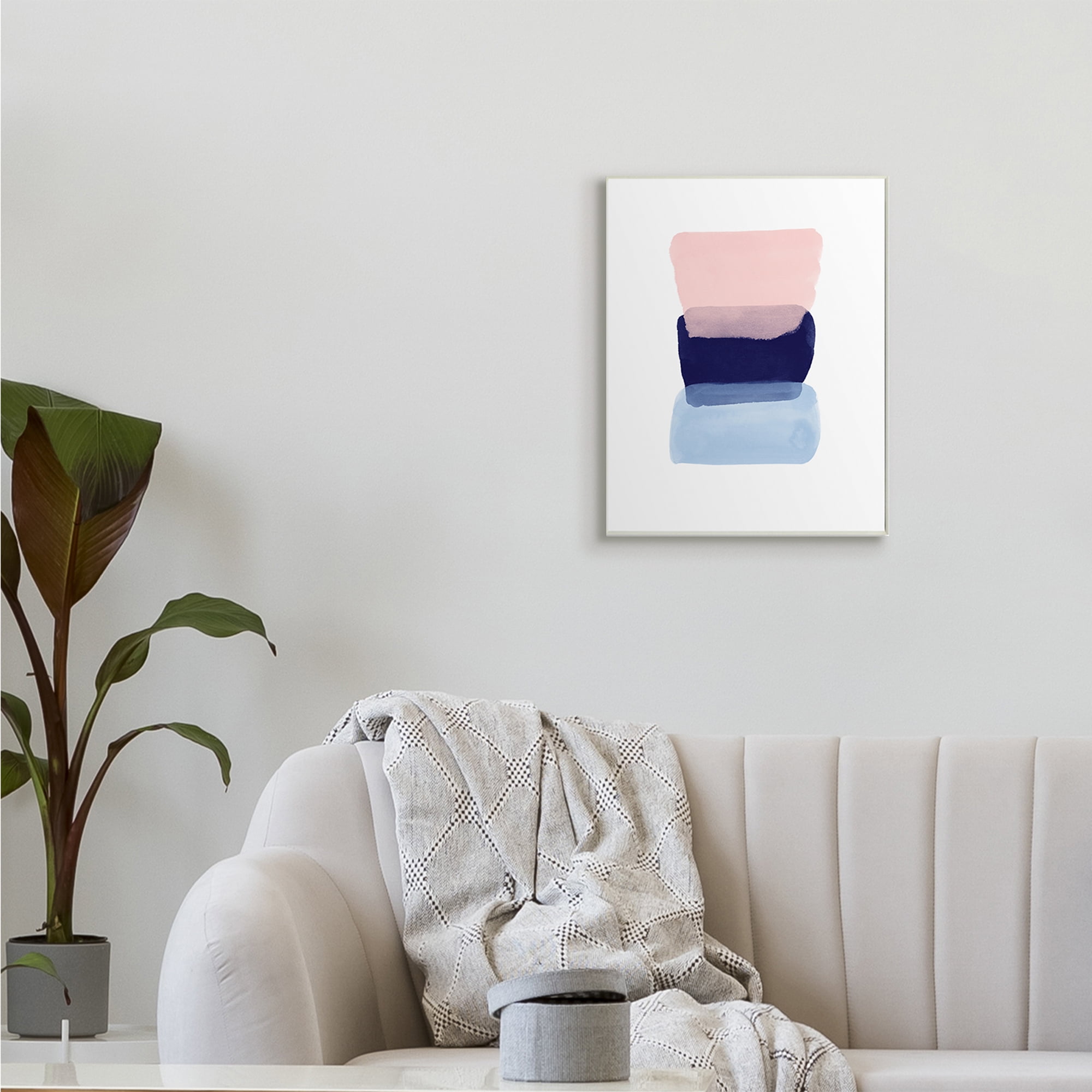 Stupell Industries Layered Squares Abstract Sides Blue Pink,13 x 19,Designed by Seven Trees Design