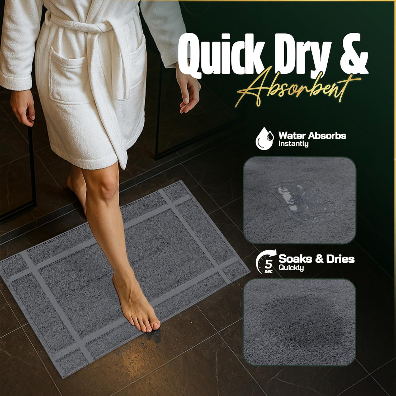Pack of 12 100% Cotton Bath Mat 18x25 inches, Soft & Absorbent Quick Dry Bathroom Mat Set, Not Bathroom Rugs, After Shower Mat, Bath Tub Mat, 687 GSM, Machine Washable, White