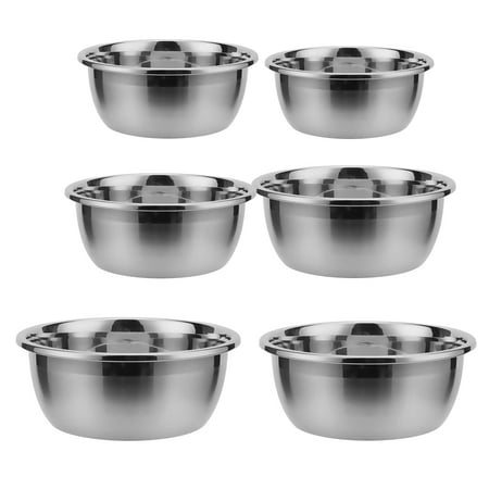 

NICEXMAS 6PCS Stainless Steel Large Capacity Mixing Bowl Multifunctional Heavy-duty Non-skid Soup Pot Egg Mixing Food Container (Mixed Size)