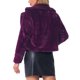 thumbnail image 3 of Chaqueta corta de pelaje sintético esponjoso de manga larga con cuello de muesca para mujer INSPIRE CHIC XS en púrpura uva, 3 of 6