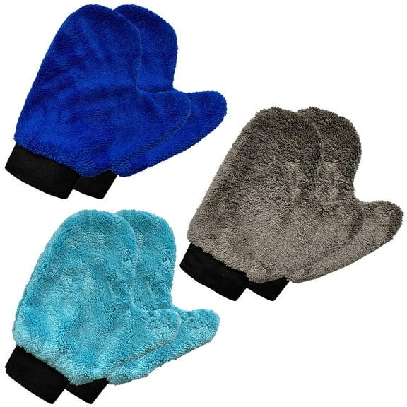 6PCS Microfiber Car Wash Glove, Coral Fleece Cleaning Mitt for Auto Detailing, Scratch-Free Plant Dusting Gloves, Home Kitchen Bathroom Multipurpose Cleaning, Soft Lint-Free Wash Tool