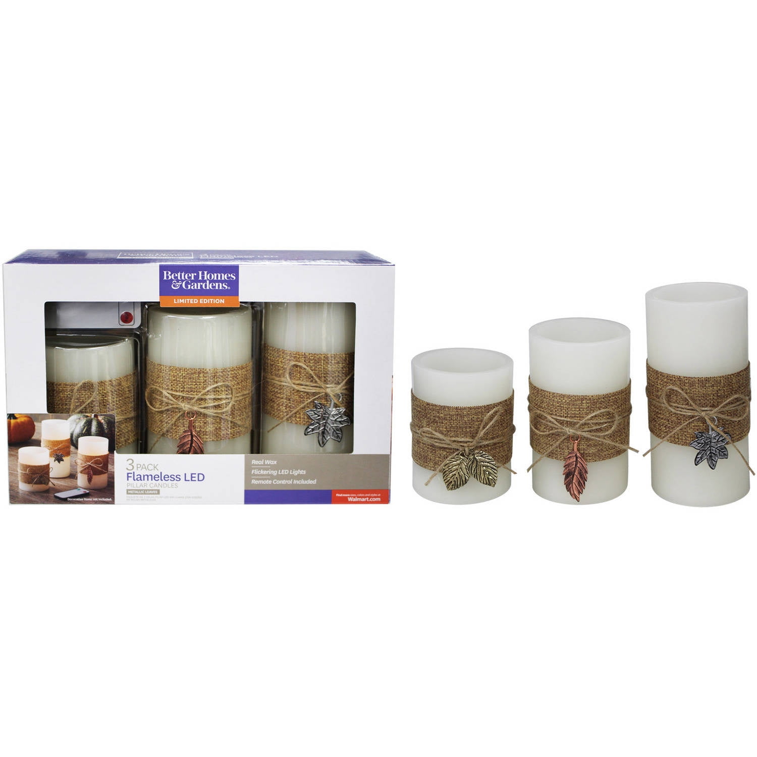 Better Homes And Gardens Led Candle 3 Pack Autumn Leaves Com