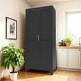 thumbnail image 6 of avobird 71'' 2 Shapely Doors Cabinet, Metal Storage Cabinet with Doors and Adjustable Shelves, for Bedroom, Living Room, Kitchen, Black, 6 of 6